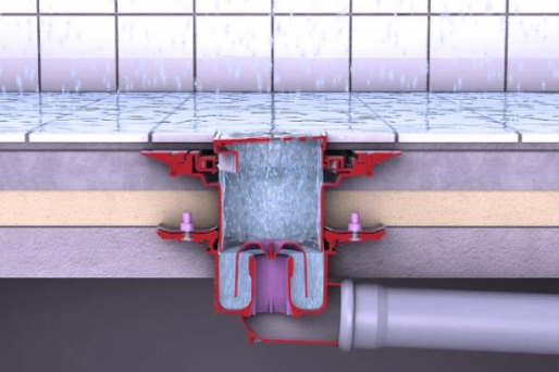 Fase 3: Afvalwater stroomt naar de vloerafvoer Fase 3: Afvalwater stroomt naar de vloerafvoer