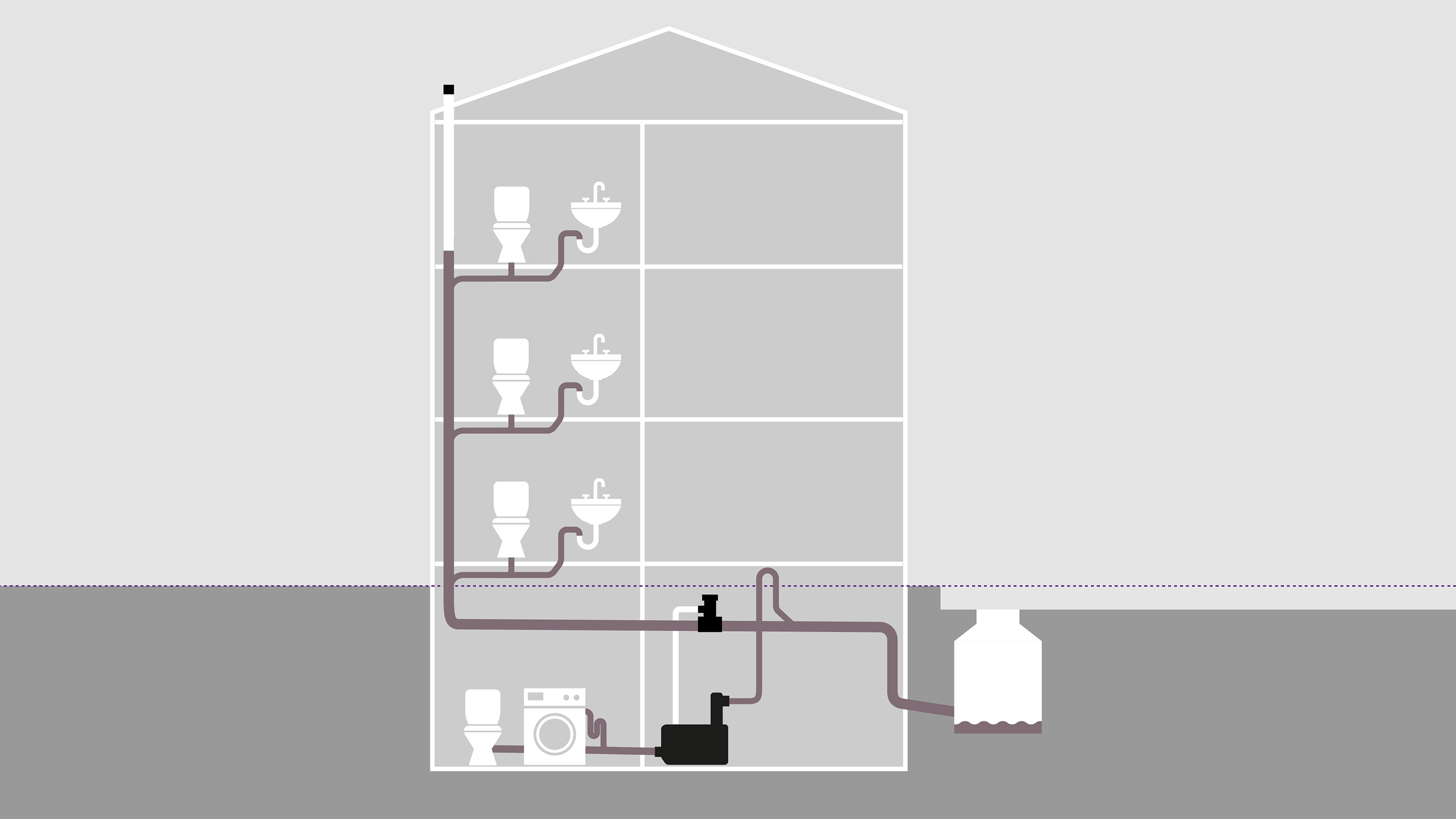 Voorbeeld van de installatie van het Be- en ontluchtingsventiel CleverVent Voorbeeld van de inbouw van het Be- en ontluchtingsventiel CleverVent