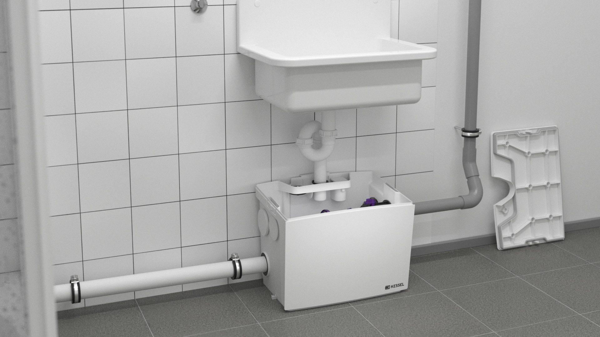 De kleine opvoerinstallatie Minilift L is eenvoudig te onderhouden