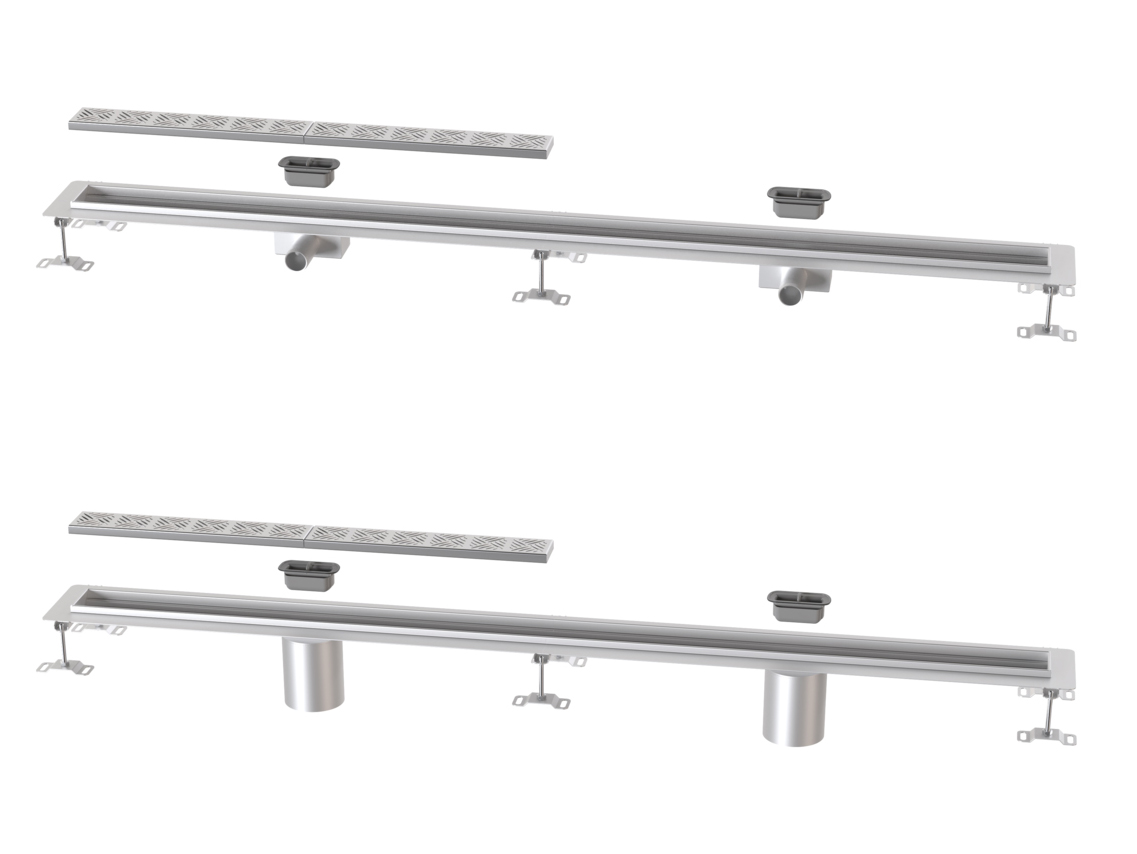 Design-bakgoot Ferrofix met twee verticale of horizontale afvoeren