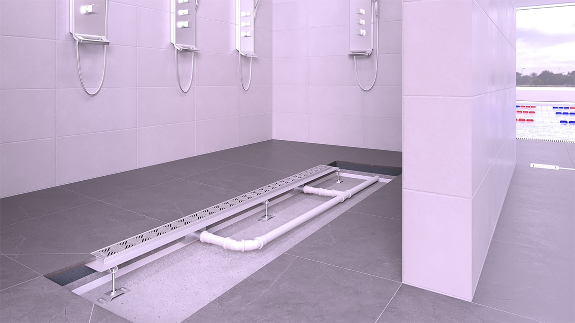 Design bakgoten in de zone voor blote voeten