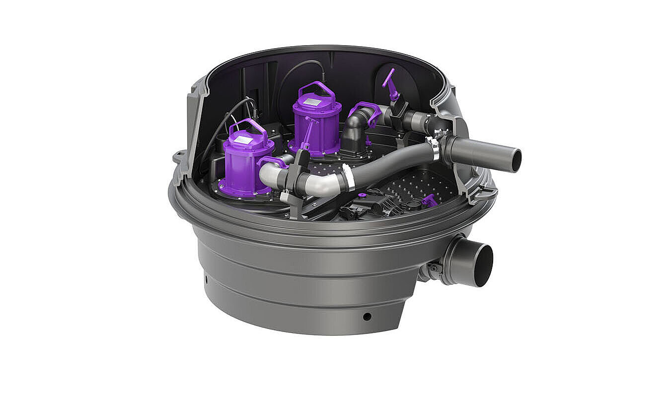 Hybride opvoerinstallatie Ecolift XL, voor een minimale inbouwdiepte, droge opstelling