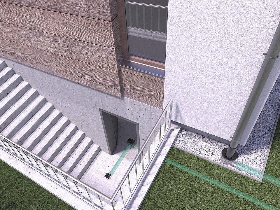 Installation diagram for the gutter drain in residential buildings