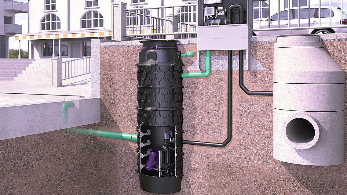 In meergezinswoningen komen de sterke punten van de Aquapump XL voor het afwateren van fecaliënhoudend afvalwater goed tot hun recht.