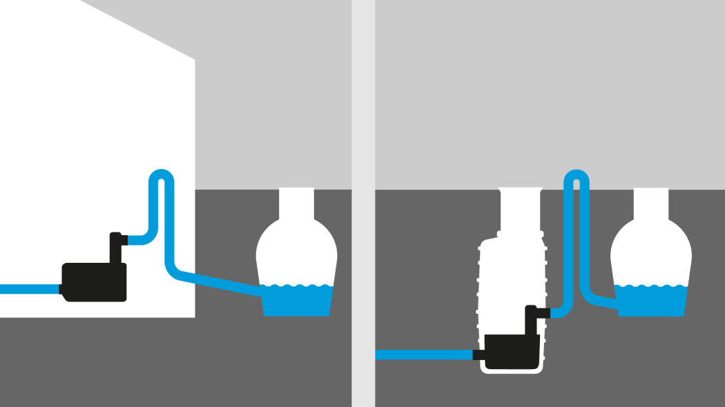 Opvoerinstallatie vrijstaand in het gebouw of buiten in een schacht