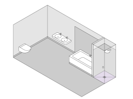 Badkamer in de woning met ligbad zonder douche en met inloopdouche met douchewand. Badkamer in de woning met ligbad zonder douche en met inloopdouche met douchewand.