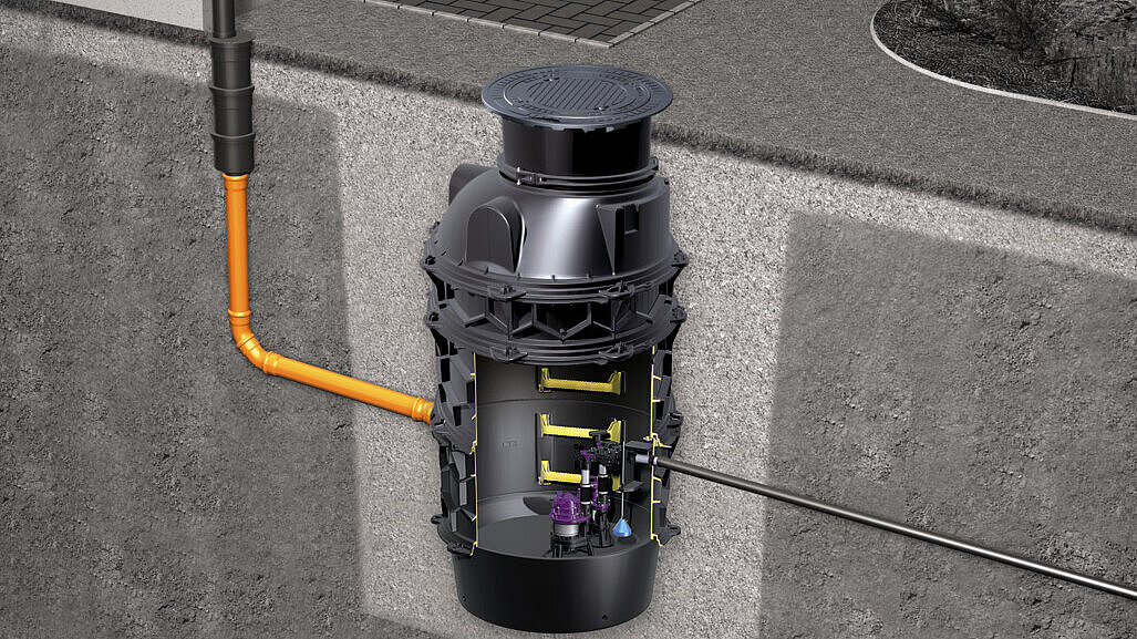 De verschillende inbouwmogelijkheden maken het pompstation Aquapump XL bijzonder flexibel.